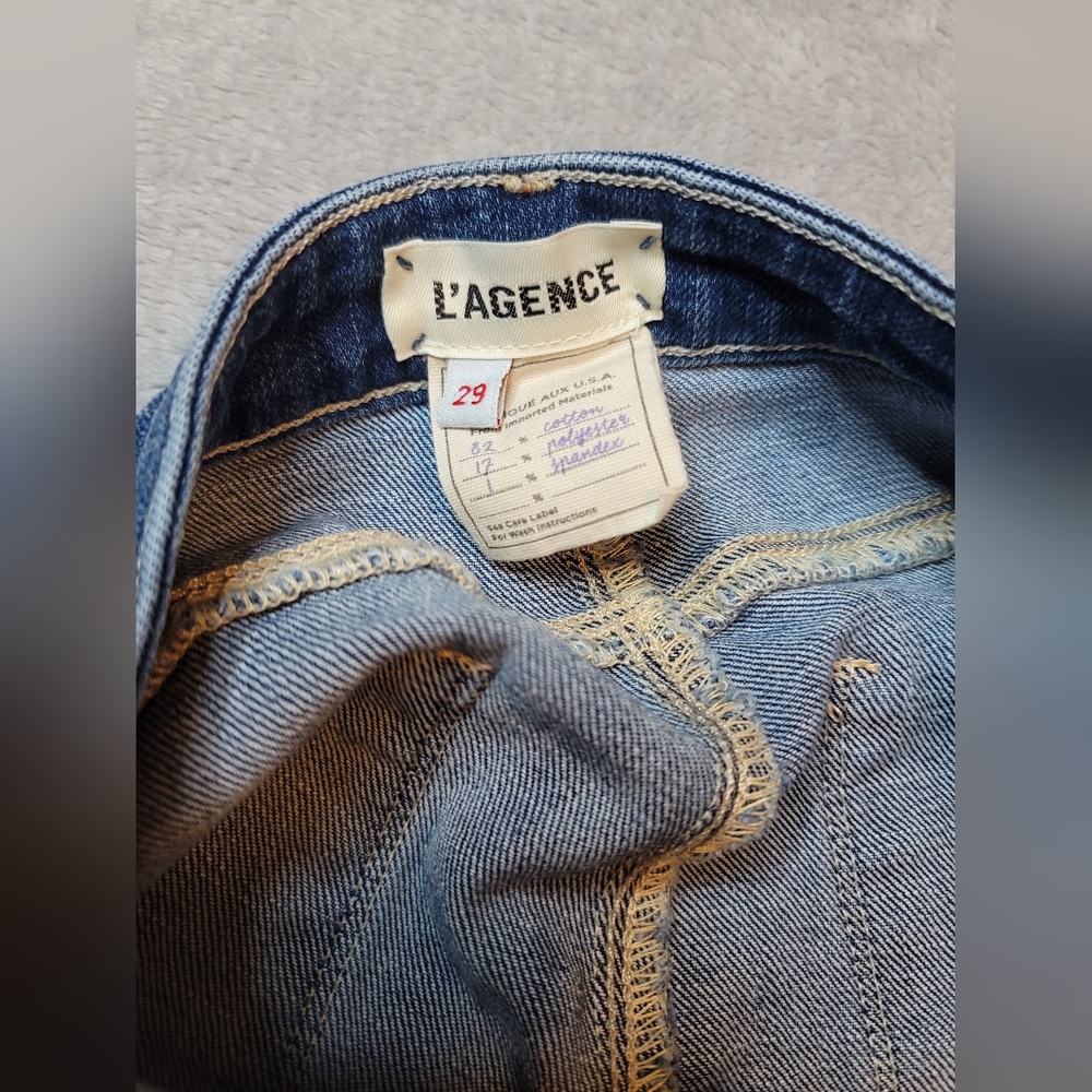 L’AGENCE Ruth High Rise Straight Jeans Mesa Wash Raw Hem Size 29 - Picture 10 of 11